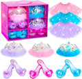 Princess Dress Up Shoes , Dress Up Clothes Pretend Play Costumes-3 Sets of Princess Shoes, Dresses and Crowns, Princess Accessory Toys for 3-6 yr Girl Birthday Gifts