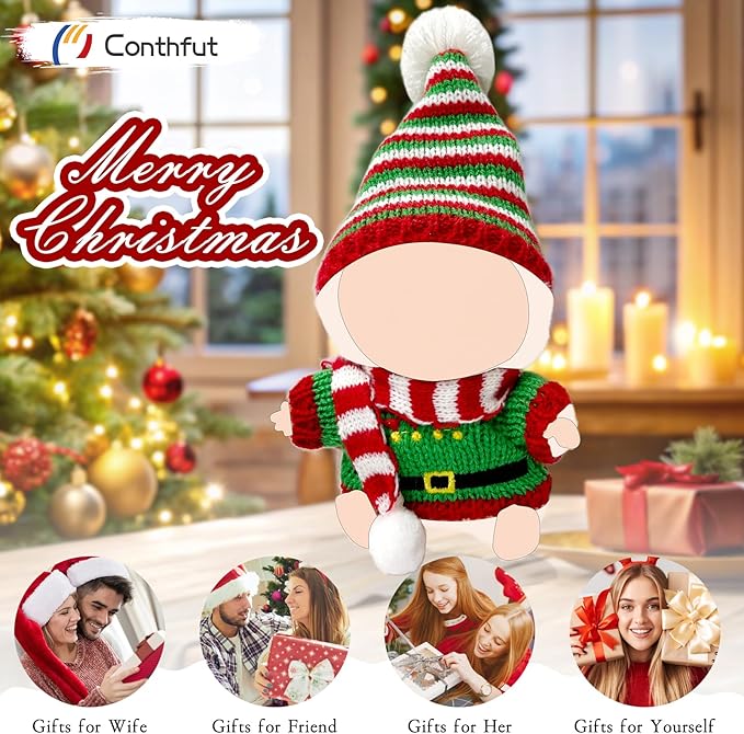 17cm Doll Clothes,15cm Dolls Christmas Outfit Set,Accessories for Dolls,Christmas Clothes Set (No Doll) (Red+Green)