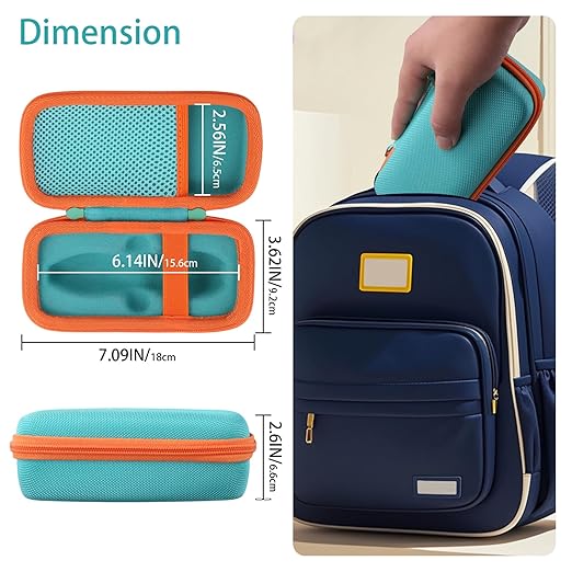 co2CREA Hard Case for 3Doodler Start+ Essentials (2024) 3D Pen Set - Storage Organizer with Custom Slots for Art Activity Set, Printing Filament Refill and USB Charger, Mint Green Case + Orange Zipper