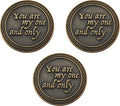 Bulk Set of 3 Romantic Love Expression Coins, You are My One & Only, You Mean The World to Me, Anniversary Pocket Tokens for Date Night, Love Gift for Men & Women, from Him or Her