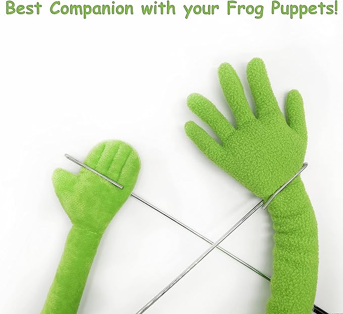 Kermit Frog Puppet with Puppets Control Rod & 50 Pcs Kermit The Frog Puppet Stickers, Hand Kermit Puppet Soft Stuffed Plush Toy for Boys & Girls - 24 Inches