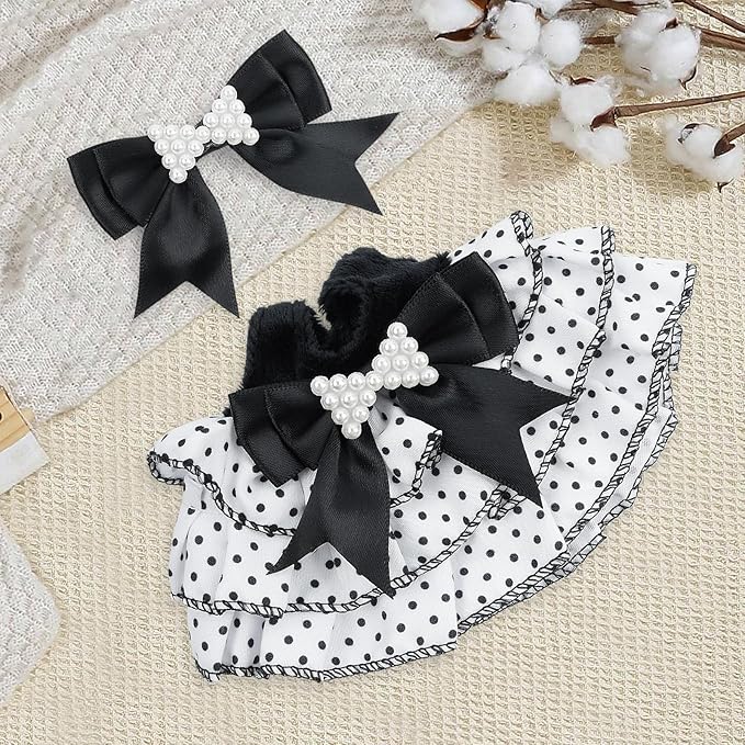 17cm Doll Clothes Set-Adorable Outfits for Dolls-Stylish Accessaries Clothes Dress-Up-Replaceable Clothing Collections, Includes Hat, Top, Skirt(Black-Style C)