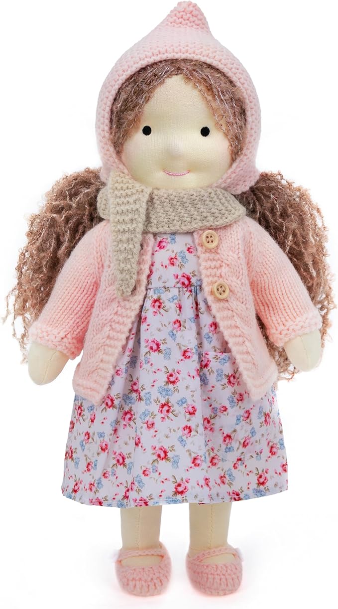 BlissfulPixie Waldorf Doll - Handmade Personalized Plush Collectors Doll for Kids Birthday Present with Beautiful Box - Luna 12"
