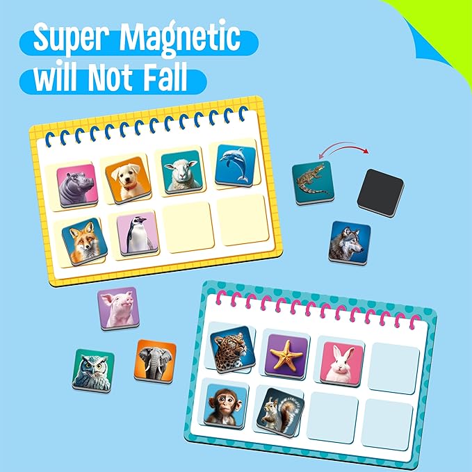 SpriteGru Magnetic Animal Matching Game, Funny Animals Learning Game, Race to Collect Your Lists Educational Toy for Boys & Girls at Home