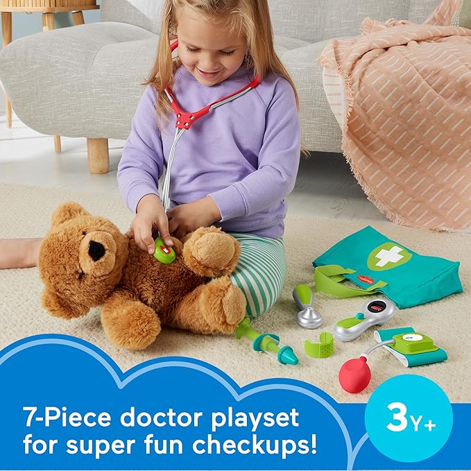 Fisher-Price Preschool Pretend Play Medical Kit 7-Piece Doctor Bag Dress Up Toys for Kids Ages 3+ Years