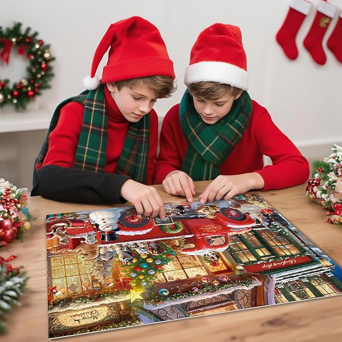 1000 Pieces Christmas Puzzles for Adults and Teenagers, Dogs' Christmas Jigsaw Puzzles Family Games, Gifts for Adults and Kids