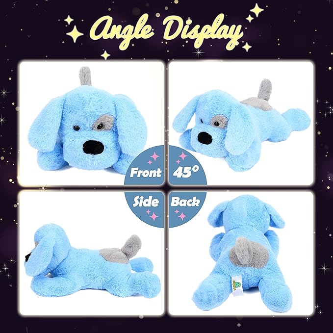 Hopearl Lighting Up Plush Puppy Adorable LED Stuffed Animal Dog Floppy Pup Night Lights Glow in The Dark Birthday Festival for Kids Toddler Girls, Blue, 17''