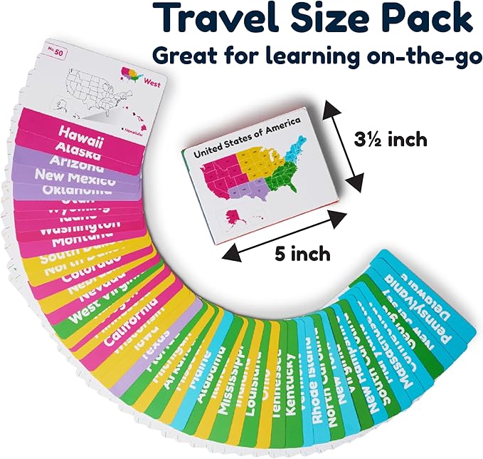 U.S. States Flash Cards for Kids | 50 State Geography Cards with Capitals, Flags, State Birds & More | Educational Flashcards for Learning U.S. History & Facts | Ages 4, 5, 6,7, 8, 9, 10