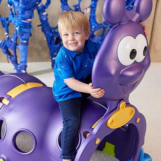ECR4Kids ELR-12511 Indoor/Outdoor Peek-A-Boo Caterpillar Climbing Play Structure for Kids, Purple
