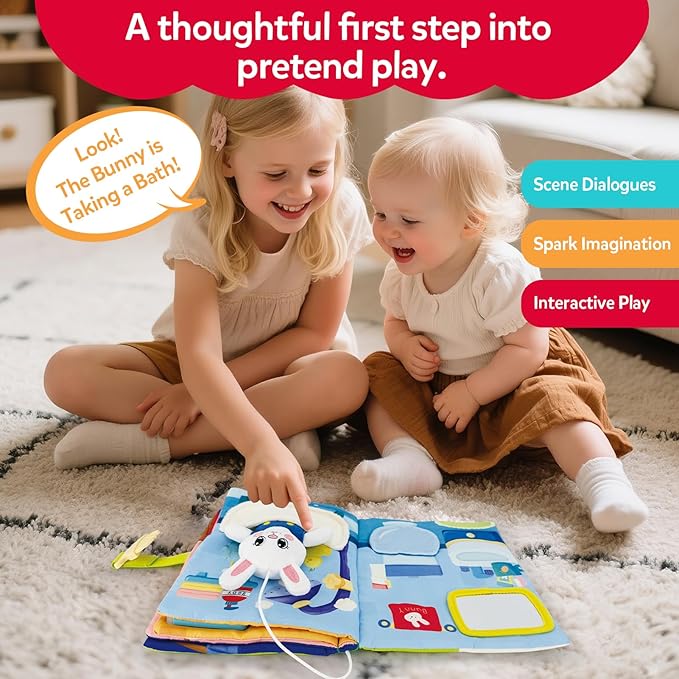 Montessori Busy Book for Toddlers 1-3,Busy Board with 12 Sensory Activities & Fine Motor Skills,Travel Toys for Airplane Car,Educational Learning toys One Year Old Birthday Christmas Toddler Gifts