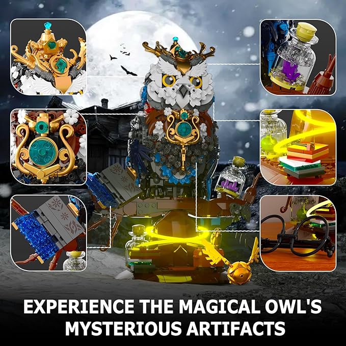 Ideas Magic Owl Flower Animal Building Set, MOC Collectible Bird Model, Compatible with Lego for Adults, Creative Gifts for Adults or Teens Kids 8+ (1288 Pcs)