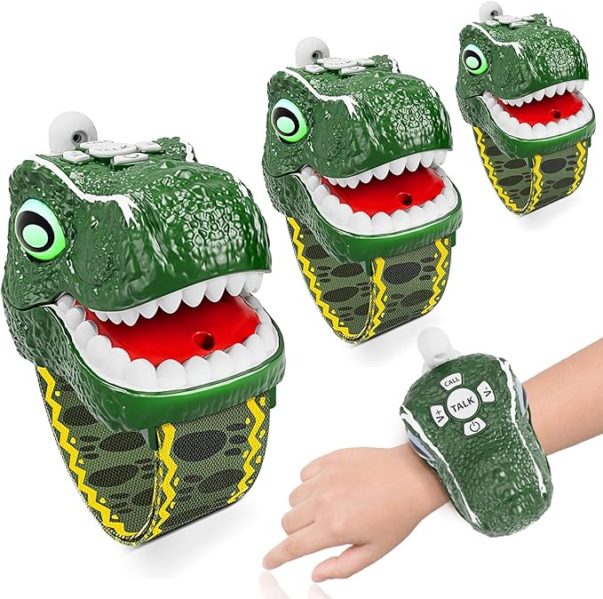 Dinosaur Walkie Talkies for Kids 3 Pack Camping Gear T-Rex Outdoor Toys for Boys Girls Age 3-12 Year Old 3 Channel Long Range Birthday Gifts Easter Christmas Stocking Stuffers