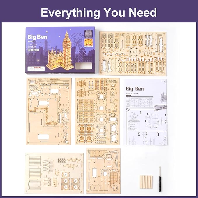 Rowood 3D Puzzles for Adults Wooden Model Kit Adult Craft Kit Gifts for Age 14+ Big Ben