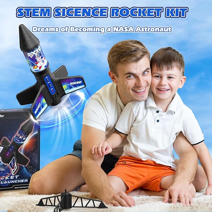 Rocket Launcher Toy for Kids,Self Launching Motorized Air Rocket with Parachute Launch Up to 200 Ft Model Toys Gifts for Boys Kids Ages 6 7 8 9 10 11 12 Astronaut