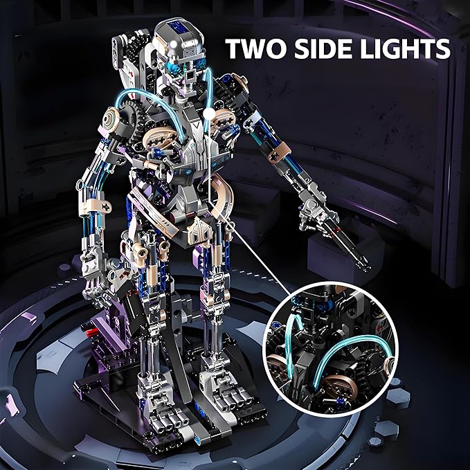 Mechanical Skeleton Robot Building Block Toy 692+Pieces Twistable Body and Poseable Design can be Driven by Hand or Motor Creative STEM Toy for Kids and Adults