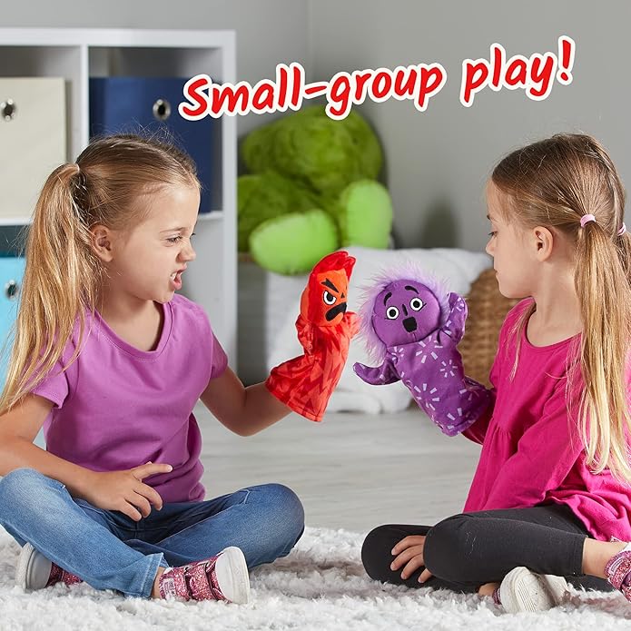 hand2mind Feelings Family Hand Puppets, Hand Puppets for Kids, Social Skills Activities, Mindfulness for Kids, Social Emotional Learning Activities, Sensory Play Therapy Toys for Counselors (Set of 5)