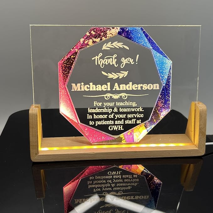 Custom Engraved Acrylic Employee Recognition Award – Personalized Appreciation Trophy for Corporate Excellence – Desk Display Plaque with Free Customization (Style #4)
