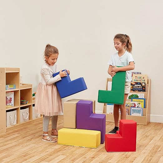 ECR4Kids SoftZone Brainy Building Blocks, Foam Puzzle, Assorted, 7-Piece