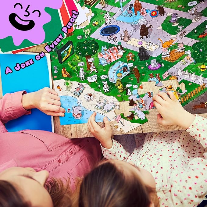Animal Joke Puzzle – 72pcs Animal-Themed Kids Jigsaw Puzzle for Adults, Festive Extra Large Floor Puzzles for Kids Ages 5+, Fun Adult Puzzles & Toddler Educational Toys (24" x 36")