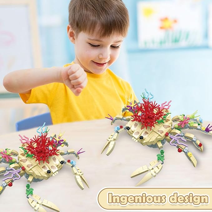 441PCS Micro Brick Ocean Plants Animal Crab Toys Building Sets,Animals Botanical Collection Blocks Model for Adult Toys,Home Decor and Office Art Creative Gift,for Teens Ages 6+ Kids