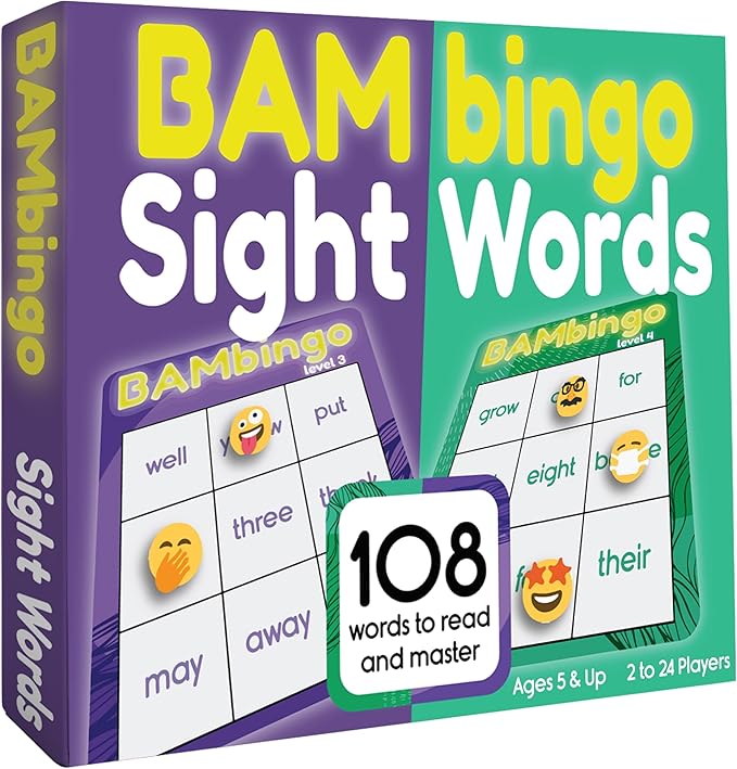 THE BAMBINO TREE Sight Word Bingo Game Level 3 & 4 - Learn to Read Vocabulary for 1st 2nd 3rd Grade Kids - Dolch's Fry's Site Words Reading Game