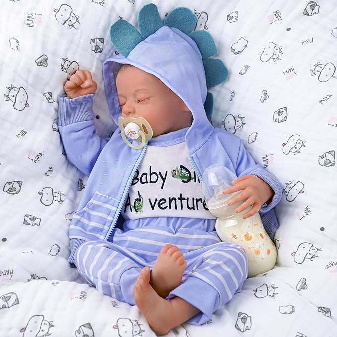 ADFO Reborn Baby Dolls Girl Realistic, 20 inch Lifelike Realistic Girl Newborn Real Life Baby Girl Dolls Soft Vinyl and Cloth Body with Clothes and Toy Gift for Kids Age 3+