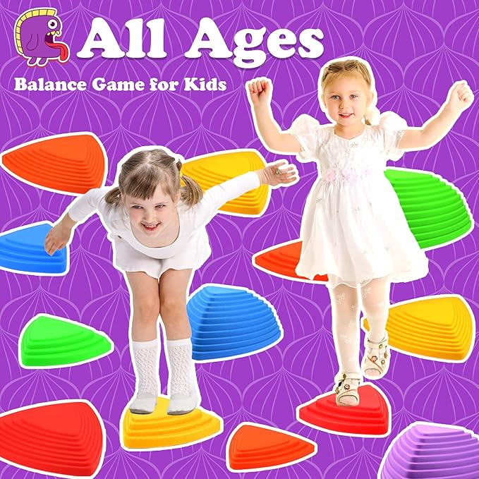 Gentle Monster Stepping Stones for Kids, Set of 6/8/11 PCS for Balance with Non-Slip Bottom - Exercise Coordination and Stability（11 PCS Classic）