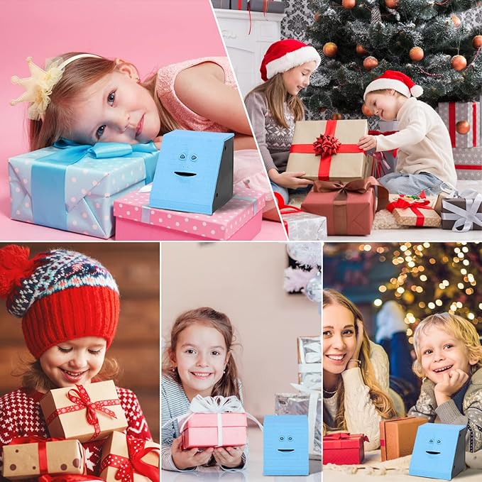 Coin Eating Saving Bank, Face Coin Bank Battery Operated Novelty Monkey Money Saving Box Piggy Bank for 3 Years+ Kids Boys Girls Adults Christmas Birthday New Year's Day Gift