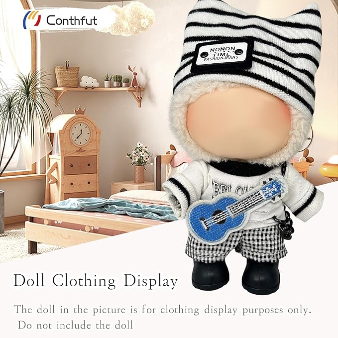 17cm/15cm Dolls Outfit Clothes Set,Accessories for Doll,Clothes Set for Dolls Dress Up (No Doll) (White+Black)