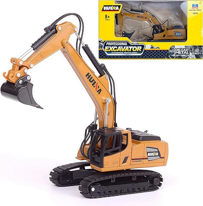 Gemini&Genius Tracked Excavator Toy for Kids, Heavy Duty Digger Construction Vehicle Toy with 360 Degrees Rotation 1:60 Scale Engineering Collectible Model Toy for Kids and Decoration for House