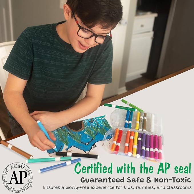 The Pencil Grip Magic Stix Washable Acrylic Markers for Kids and Teens, 24 Non-Toxic Colors, Allergen-Free, Vibrant Paint Pens for Crafting and DIY