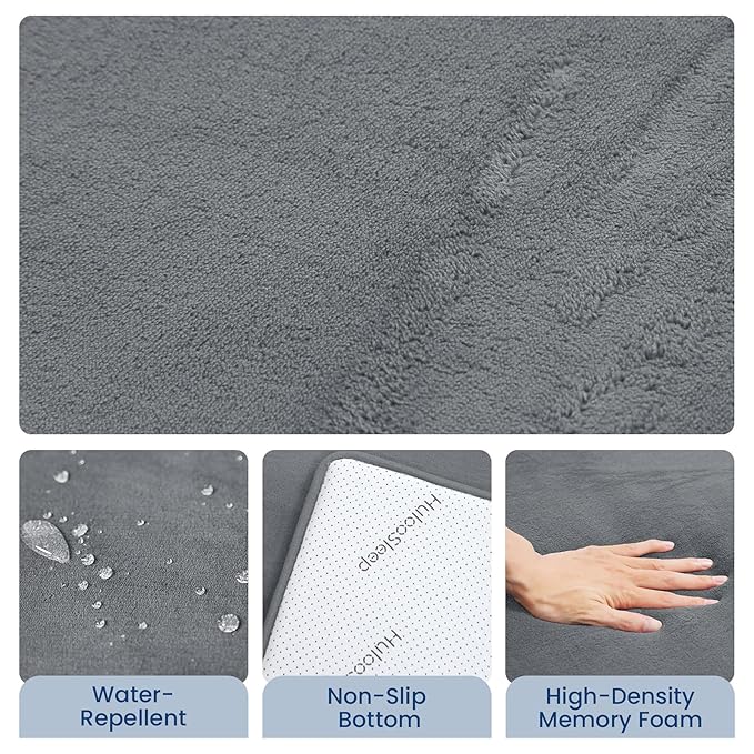 Baby Play Mat for Floor,1.3" Thick Elasti-Foam 50"×50" Playpen Mat for Tummy Time,Water Repellent Soft Coral Velvet for Toddler,Infant,Kids,Non-Slip Backing Safe for Crawling(Dark Grey)