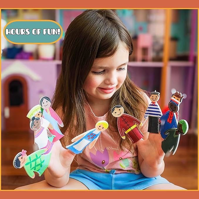 Finger Puppets for Toddlers (Set of 10) - People of The World Educational Toys for Kids w/Felt Envelope - Toddler Finger Puppets for Fun, Cultural Exploration - Gift for Kids
