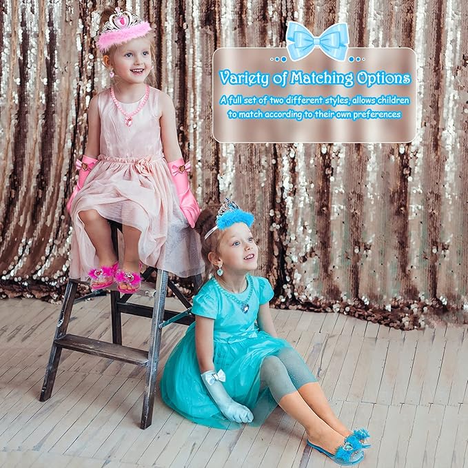 Girls Princess Dress Up Shoes and Jewelry Boutique DISHIO Upgraded Princess Shoes and Accessories with 4 Pair of Princess Play Shoes and Jewelry Set for Toddlers Little Girls Aged 3 4 5 6