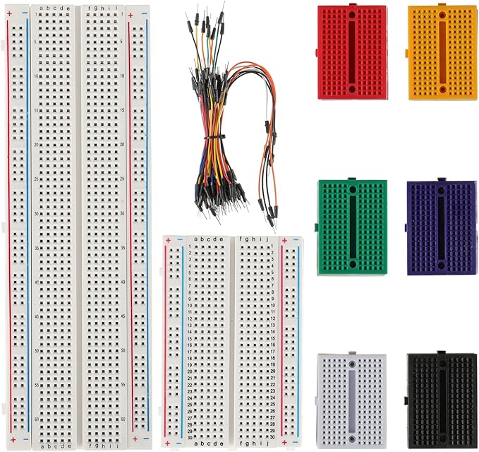 BOJACK 1Pcs 803 Tie points and 1 Pcs 400 Tie Points Solderless Breadboard and 65 Pcs Flexible Breadboard Jumper Wires and 6PCS 170 Points Mini Solderless Breadboard