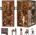 Book Nook Kits for Adults, DIY Book Nook Kit Miniature House Dollhouse Kit, 3D Wooden Puzzle Booknook Bookend Bookshelf Decor Model Build with Dust Cover (Abbey Library)
