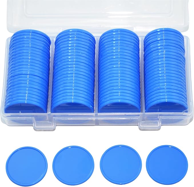 Smartdealspro Set of 100 1 Inch Opaque Plastic Learning Counters Mini Poker Chips Game Tokens with Storage Box (Purssian Blue)
