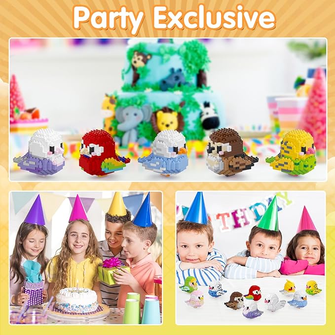 12 Styles Mirco Mini Parrot Building Block Sets, Colorful Small Birds Building Bricks Kits, Not Compatible with Lego Bird, Cute Animals Toys Party Favors Christmas Gift for Kid