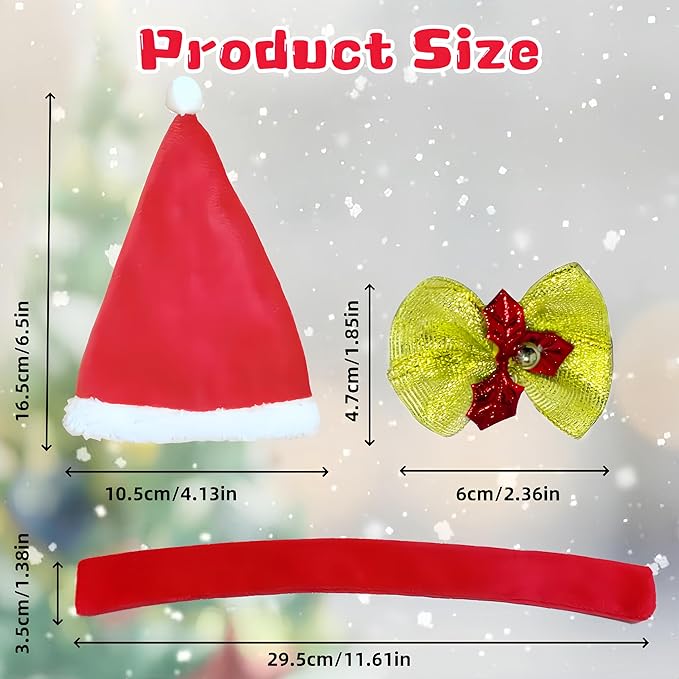 17cm Doll Clothes Set, 2-Piece Christmas Costume Clothes for Dolls Accessories Suit, Father Christmas Hat & Scarf Dress Up Outfit Compatible for Dolls 15cm /17cm, for Girls(No Doll)