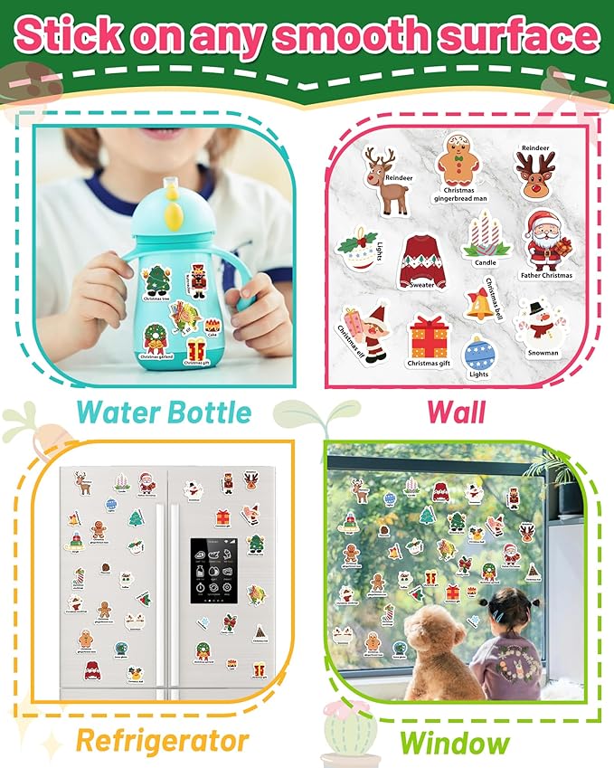 Christmas Sticker Books for Kids, Christmas Gifts Reusable Sticker Books Stocking Stuffers for Toddlers 1-3, 2-4, Travel Toys Acticities Crafts Party Favors for Boys Girls Kids