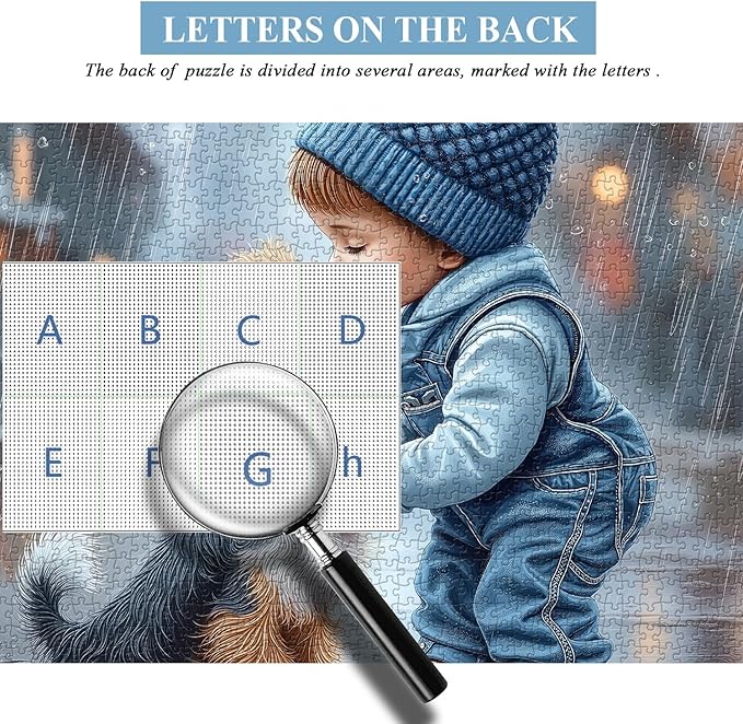 Cute Dog Puzzles for Adults 1000 Pieces, PICKFORU Friendly Kiss Love Hearts Jigsaw Puzzle, Impossible Difficult Rainy Puppy Theme as Home Decor