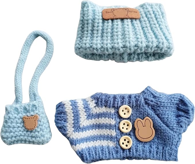 15cm & 17cm Doll Clothes Outfits Set - Premium Dress Up Bundle with Exquisite Accessories | Soft Fabric Fashion Doll Costume for 15-17cm Dolls (Blue)