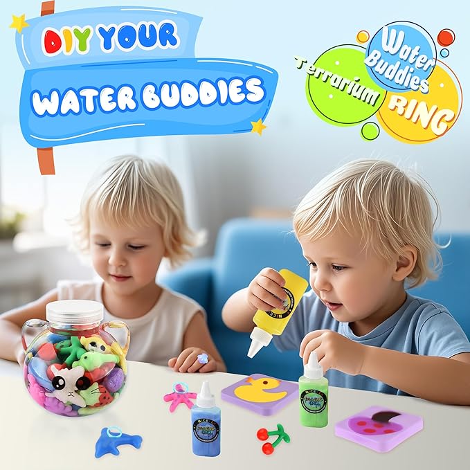 Magic Water Elf Toy Kit, Waters Pets, Aqua Water Gel with 20 Magic Gels and 20 Shape Molds, DIY Squishy Maker Kit, Kids Summer Crafts，Make Your Own Squishies Toys Crafts for Boys & Girls