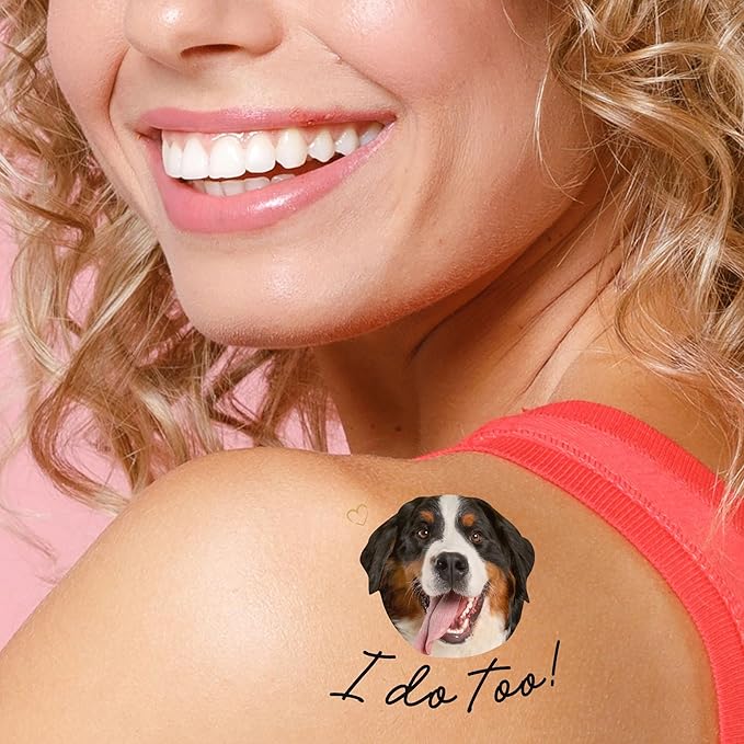 Big Dot of Happiness Custom Photo I Do Too - Pet Wedding Party Favors - Fun Face Temporary Tattoos - Set of 12