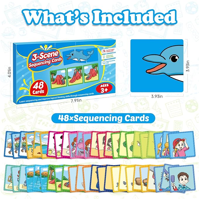 Sequencing Cards,Sequence Board Game for Kids,Speech Therapy Materials Toys for Autism,Story Storytelling,Social Skills,Sentence Building,Preschool Learning Activities,Classroom & Homeschool