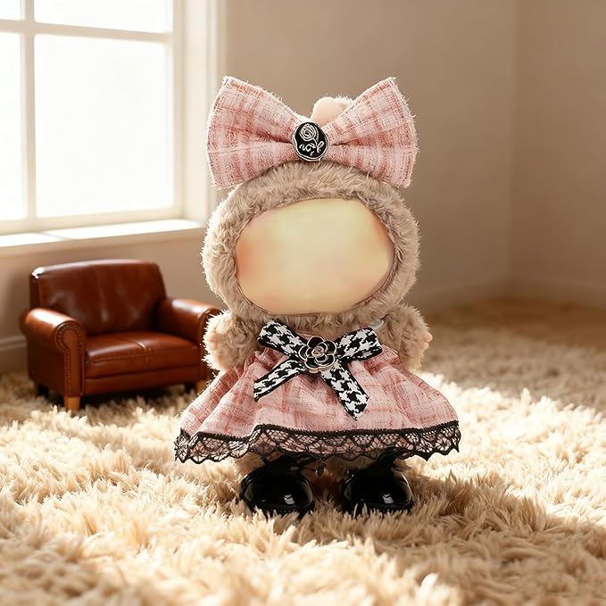 Clothes for LABUBU 17cm Doll (NO Doll)（NO Shoes, Outfit for LABUBU, Dress and Hairpin Set for LABUBU Dress Up, Fashion and Premium Dolls Accessories for LABUBU (Style L)