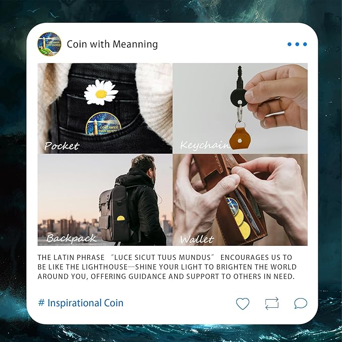 Guiding Lighthouse Inspiration Coin - Infinite Incentive Faith and Strength Encouragement Challenge Coins - Celebrate Living Clean Narcotics Alcoholics Anonymous Gifts for Men Women