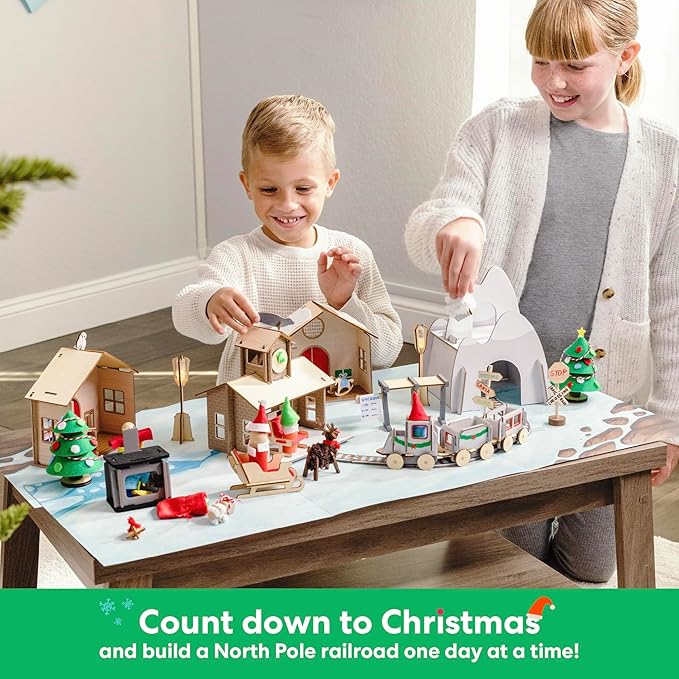 KiwiCo Santa’s Railroad Train Advent Calendar for Kids 5+ | Countdown to Christmas with 24 Days of Buildable Toy Train Set | Advent Calendar 2025 for Kids