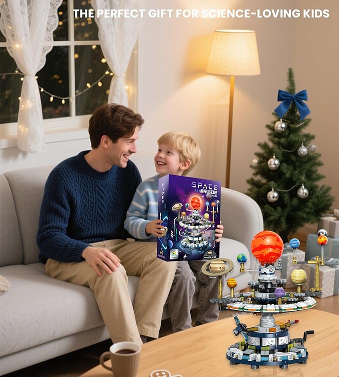Rotatable Solar System Building Set, Space Exploration Building Blocks Set, STEM Toys for Home School Science Learning Birthday Gifts for Boys Girls Ages 12-14+ (963pcs)