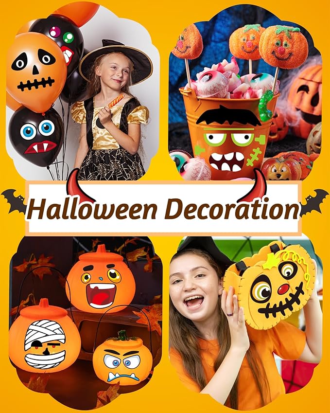 Oomloid Halloween Pumpkin Stickers for Kids, 88 Funny Face Pumpkin Decorating Kit, Halloween Crafts Games Halloween Pumpkin Painting Kit for Halloween Party Decorations